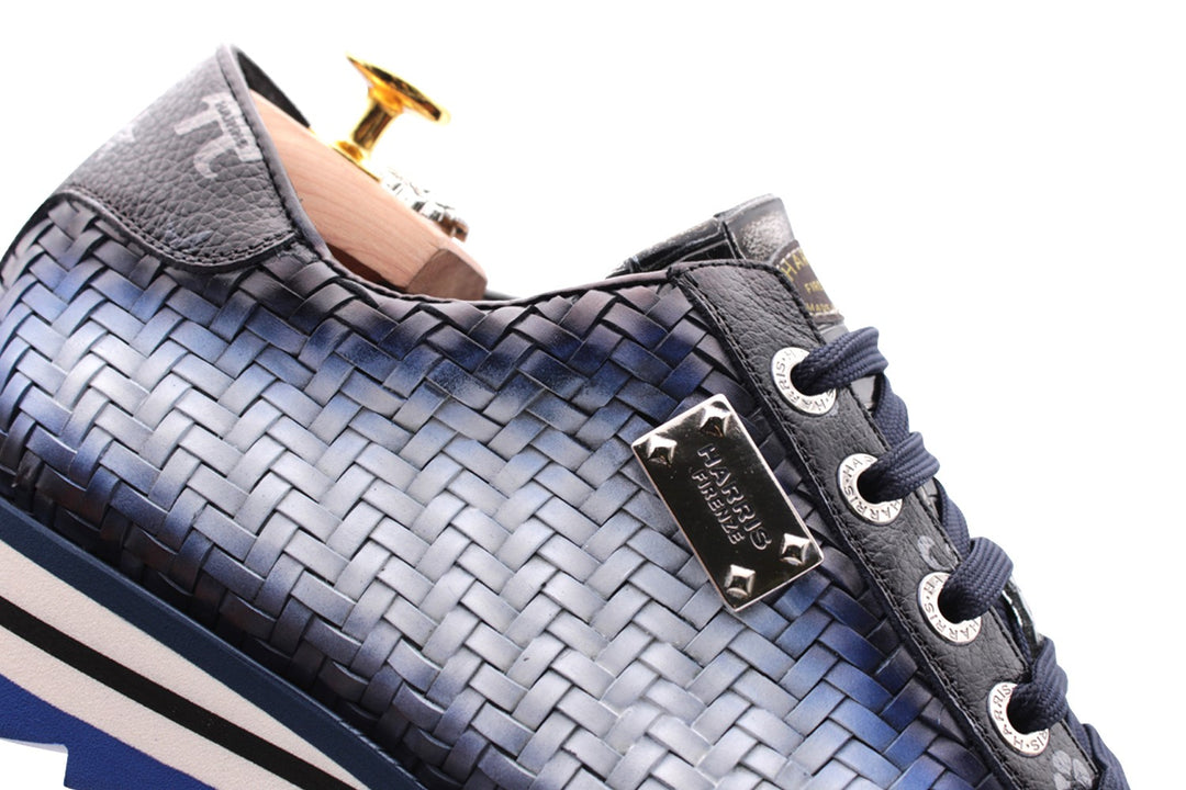 Sneakers in pelle intrecciata sfumata a mano