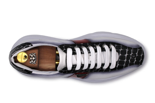 Baskets en cuir souple avec effet de crocodile