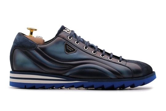 Zapatillas de cuero pintadas a mano azul
