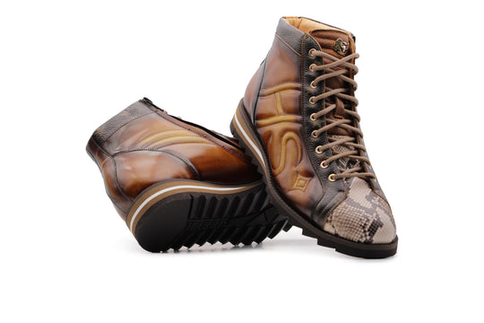 Polacchino in hand painted leather