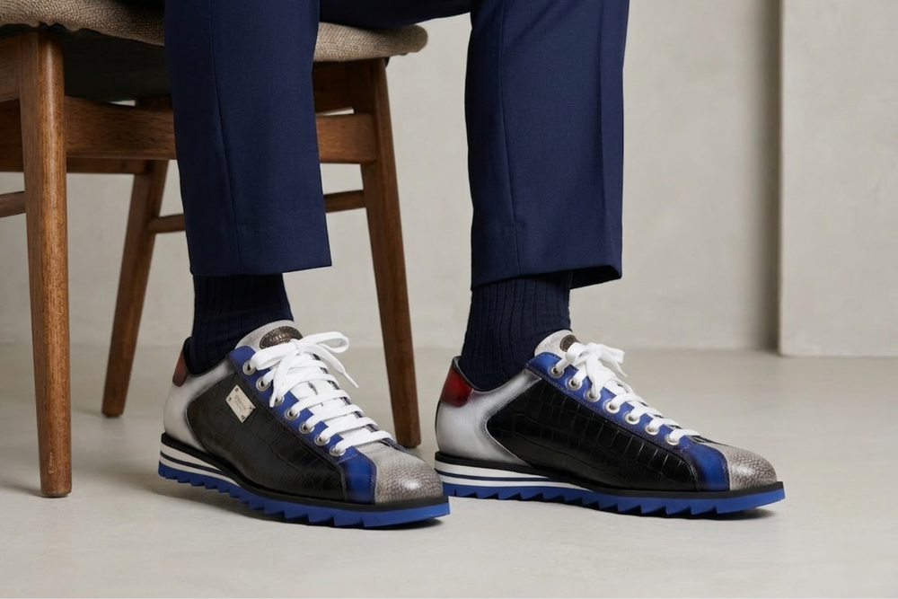 Zapatillas efecto cocodrilo y detalles sombreados