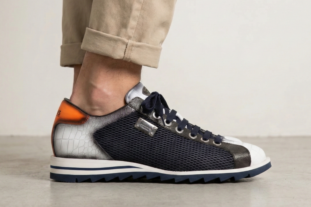 Baskets imprimé crocodile avec effet perforé