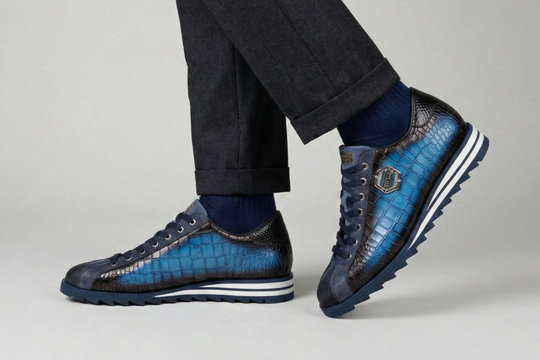 Baskets effet croco et daim