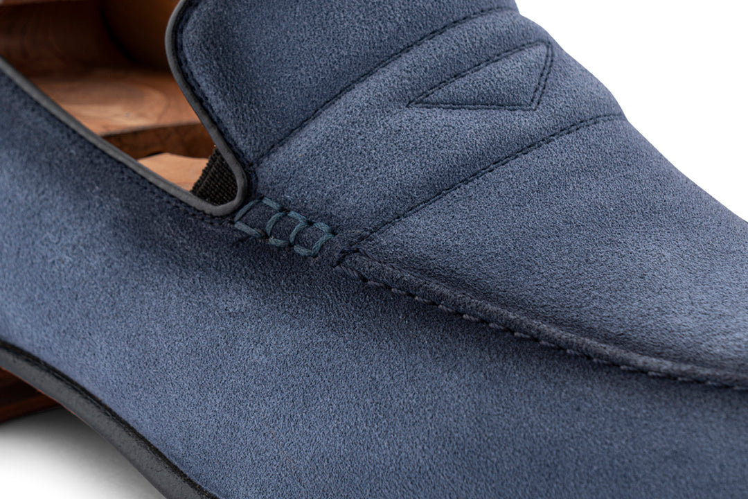 Moccasin en daim avec passant rembourré