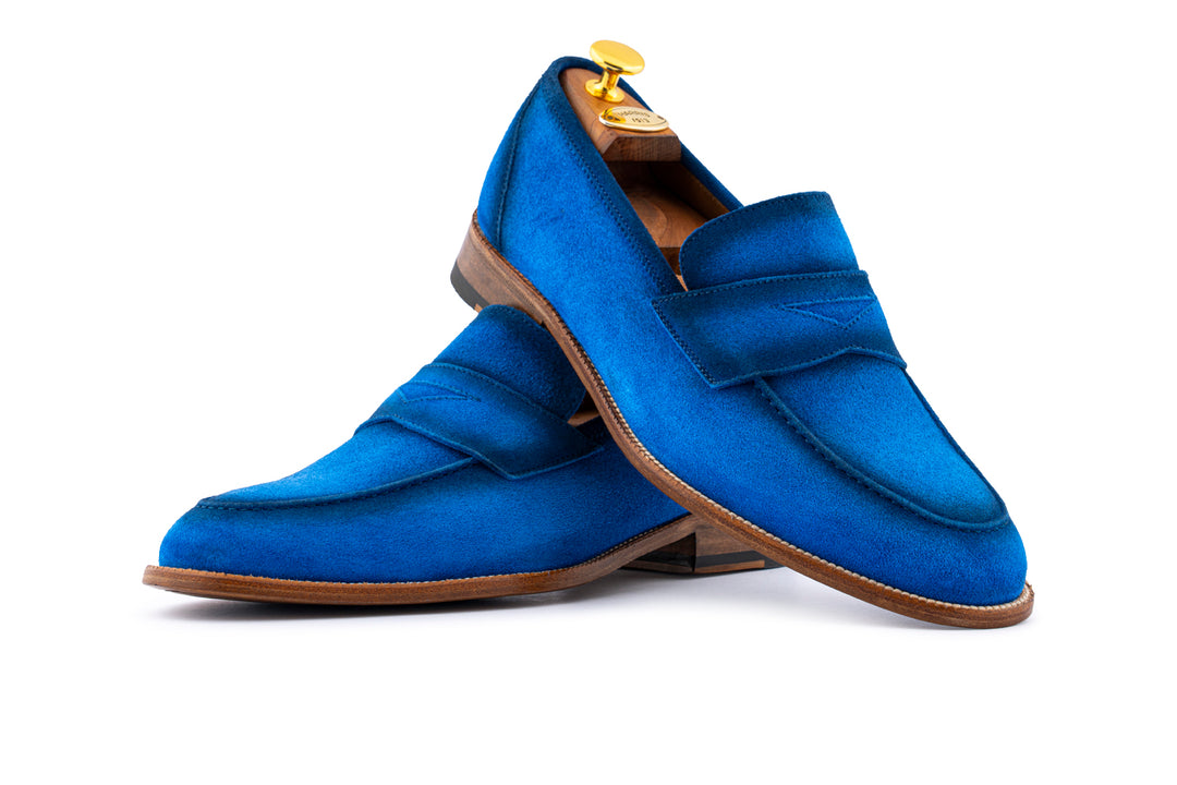 Mocassino in suede anticato a mano