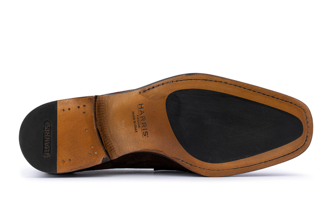 Mocassino in suede anticato a mano