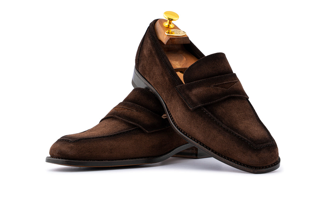 Mocassino in suede anticato a mano