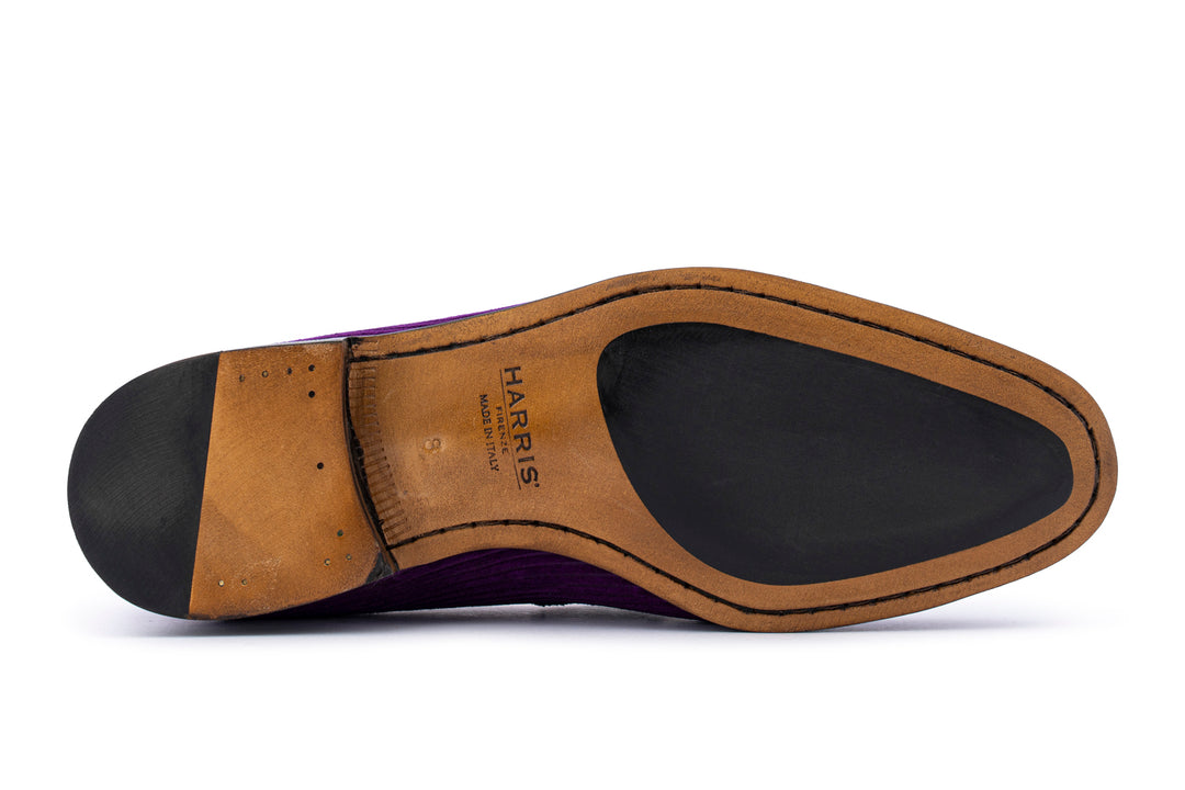 Mocassino in suede rigato con passante