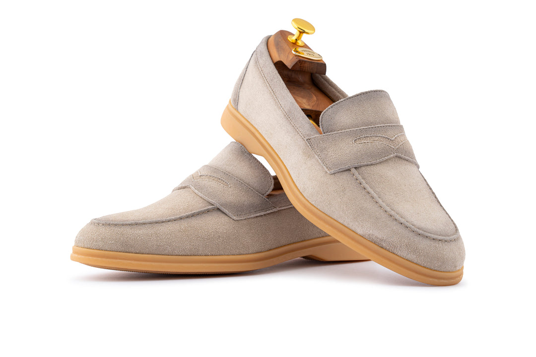 Mocassino in suede e suola in gomma