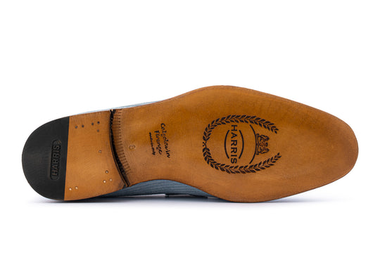 Striped suede moccasin with belt loop
