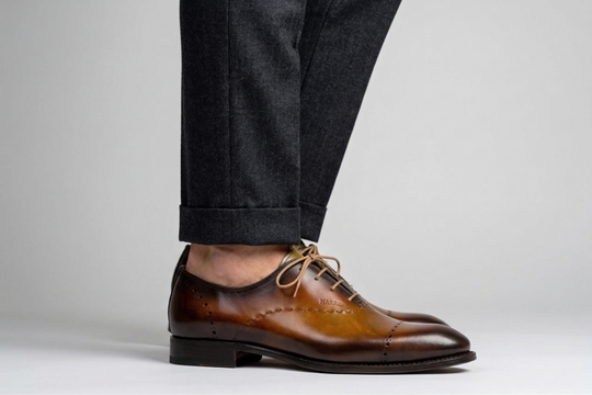 Hand-painted brogues with hand stitching