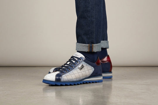 Sneakers 2817 Tweed e Cocco – Beige e Blu