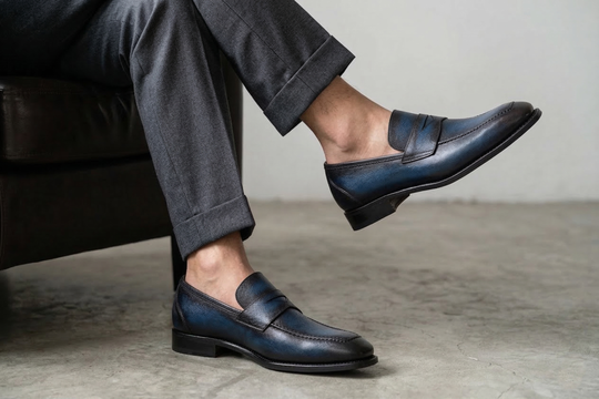 Mocassino in pelle saffiano