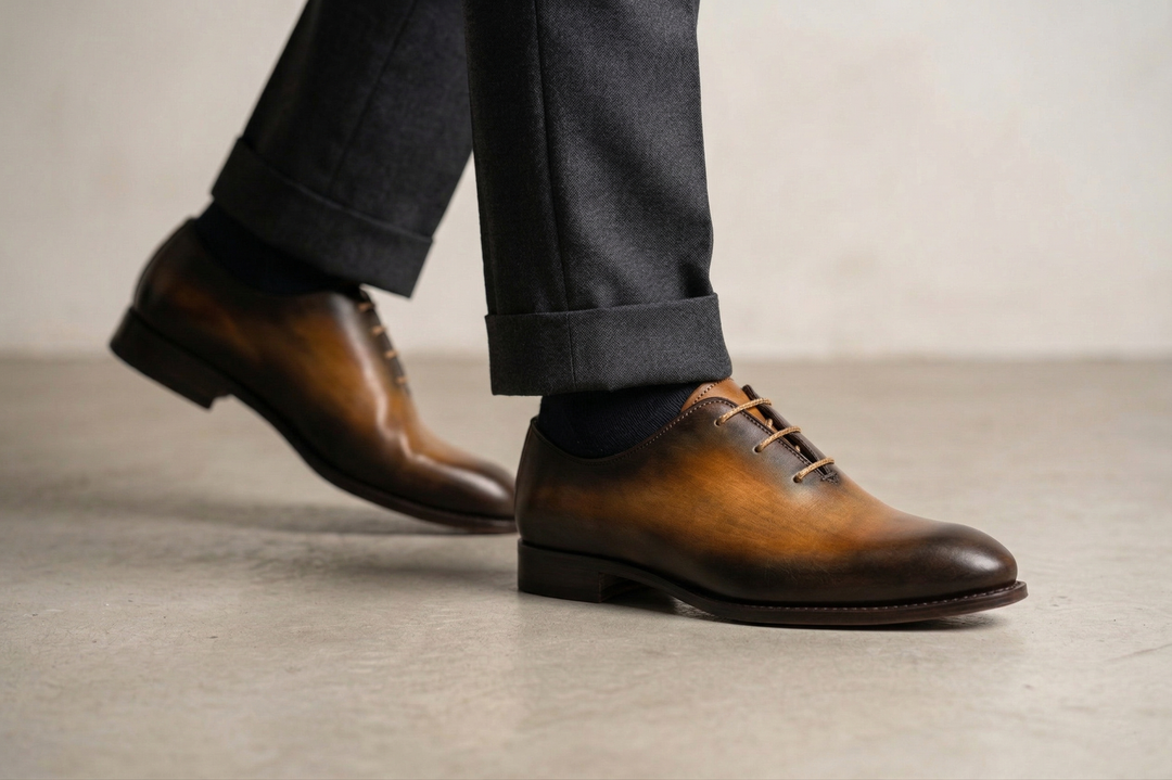Zapatos brogue de piel lisa pintados a mano