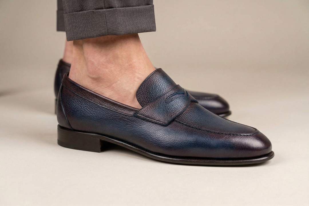 Mocassino in pelle morbida effetto alce