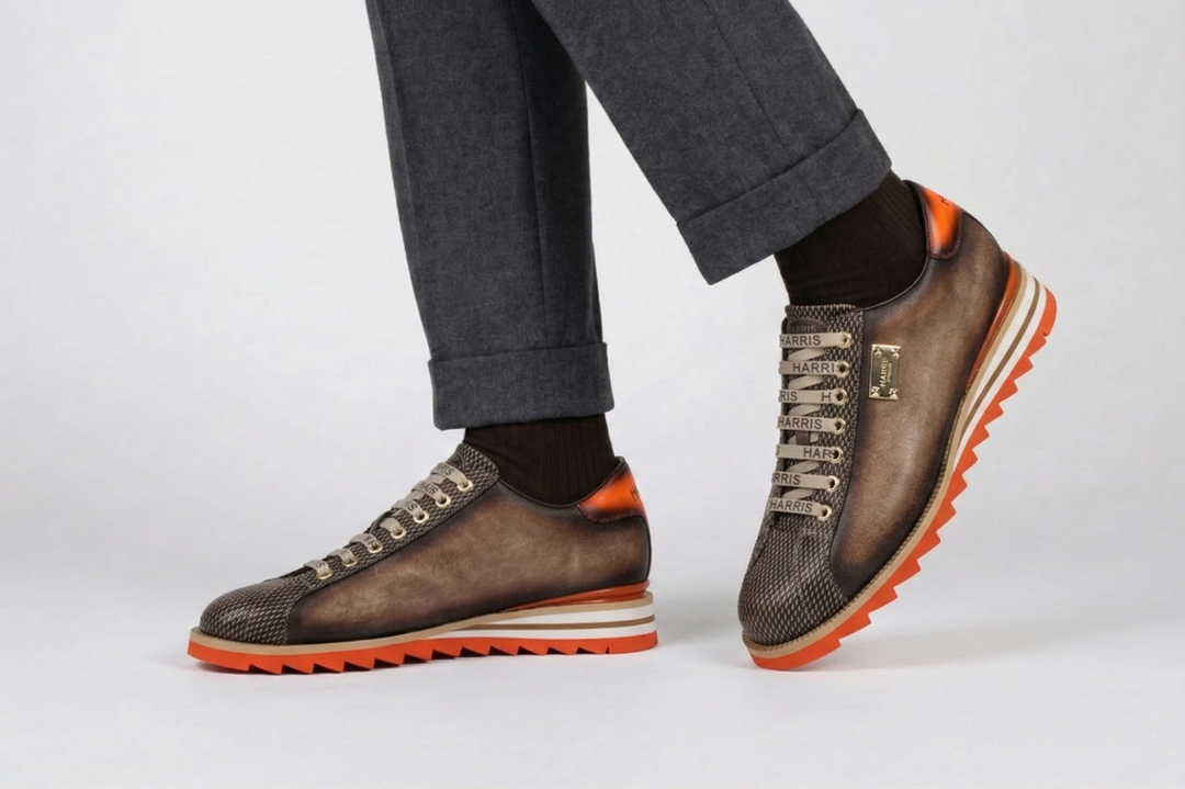 Baskets texturées et effet suédé