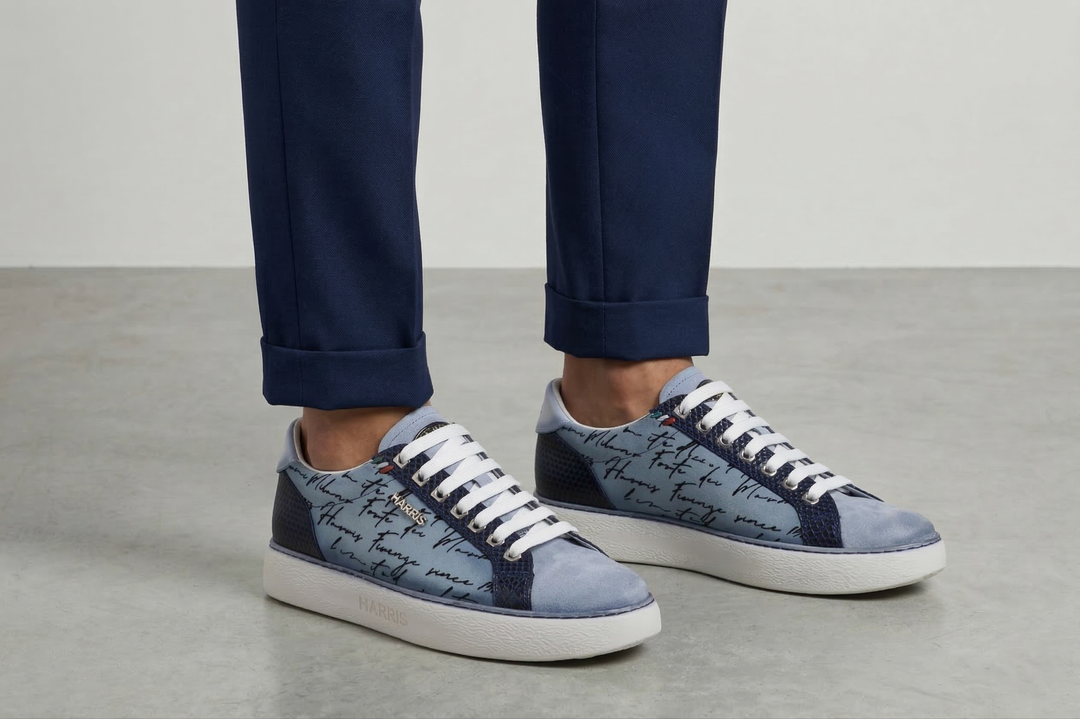 Suede sneakers and writer details