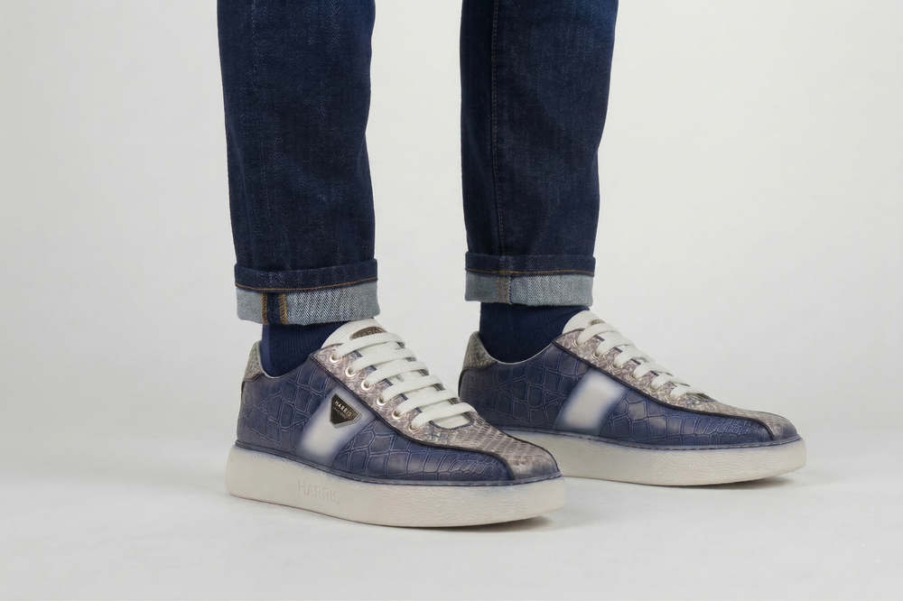 Sneakers effetto coccodrilo e vero pitone