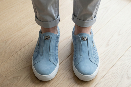 Woven leather slip-on sneakers