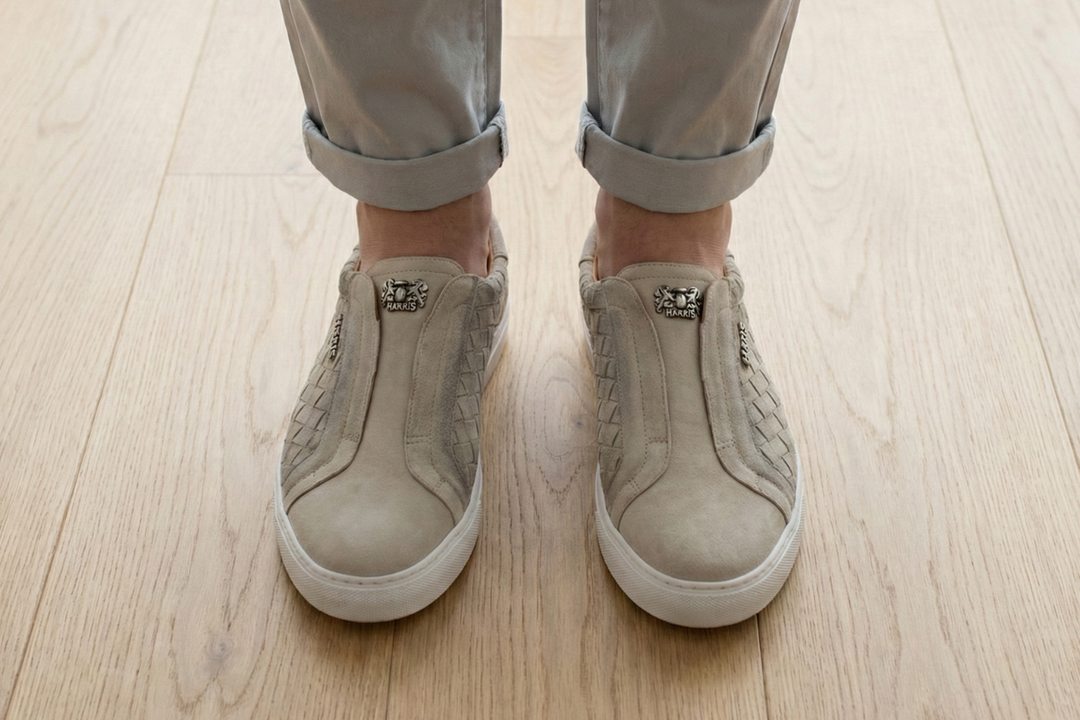 Baskets à enfiler en cuir tressé