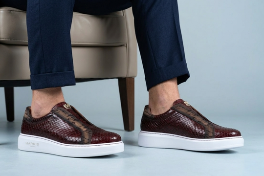 Zapatillas slip-on de piel de pitón