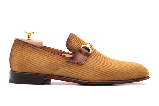 Mocassino in suede rigato con morsetto