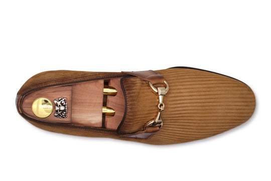 Mocassino in suede rigato con morsetto