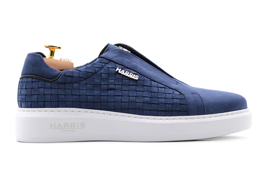 Sneakers slipon in pelle scamosciata intrecciata