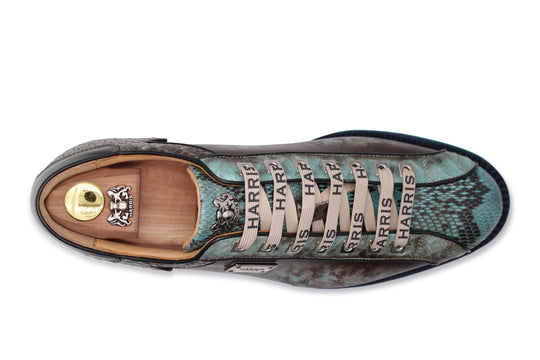 Sneakers in pelle dipinta a mano e pitone
