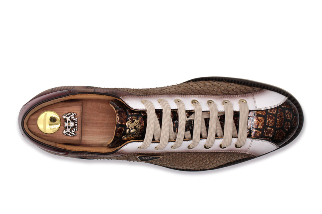 Sneaker in pitone effetto nabuk e pelle