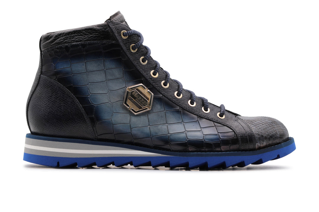 Polacchini in crocodile effect leather
