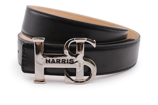 Black hand-painted leather belt