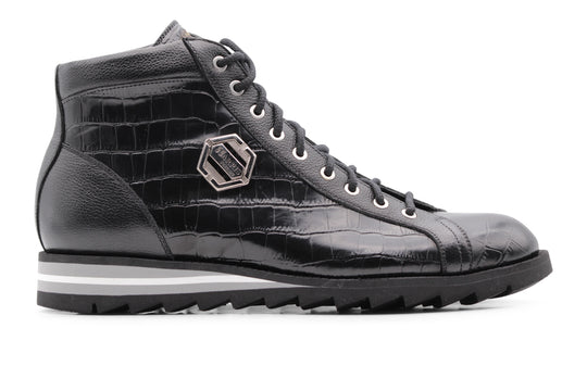 Polacchino in pelle effetto coccodrillo