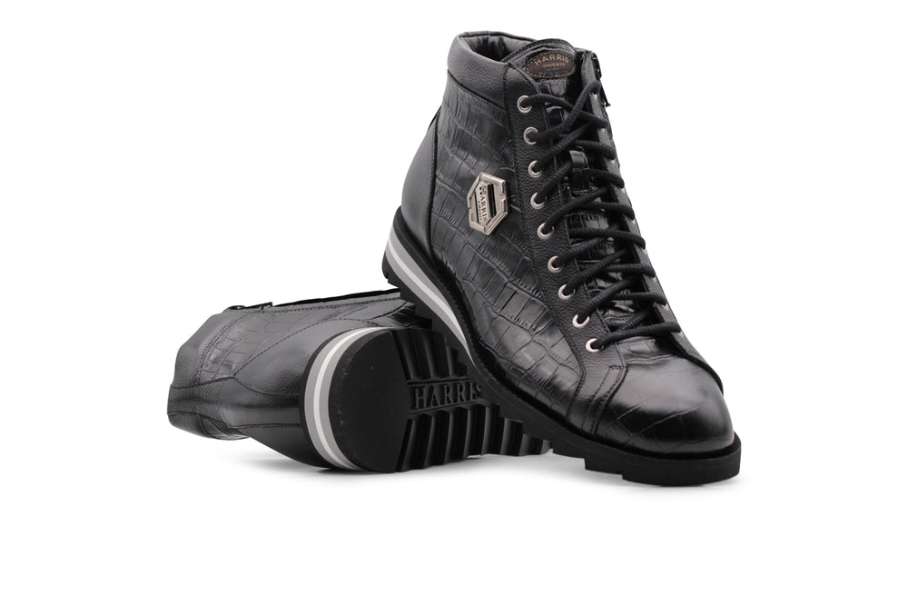 Polacchino in pelle effetto coccodrillo