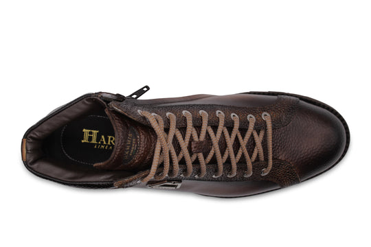 Hand-painted leather ankle boot