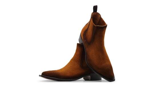 Texan ankle boot in shaded Cognac suede