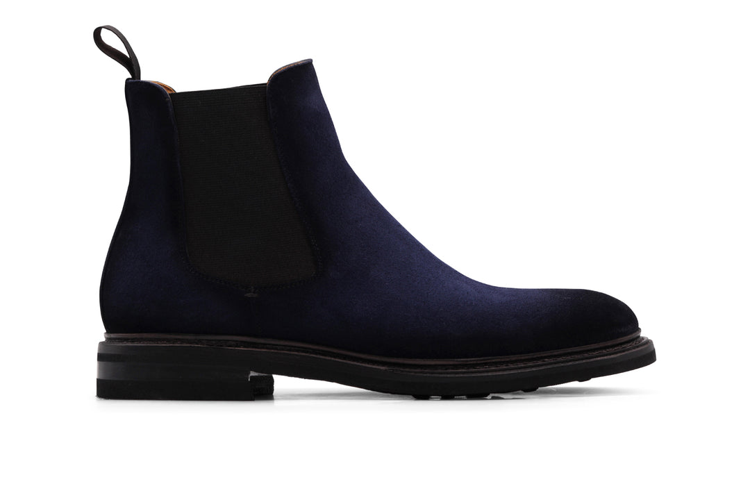 Suede ankle boot Blue with elastic