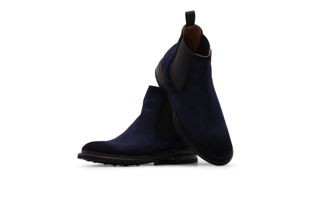 Suede ankle boot Blue with elastic