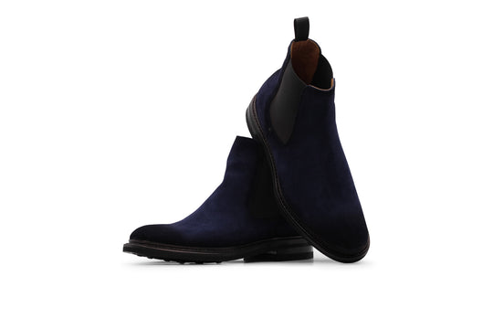 Suede ankle boot Blue with elastic