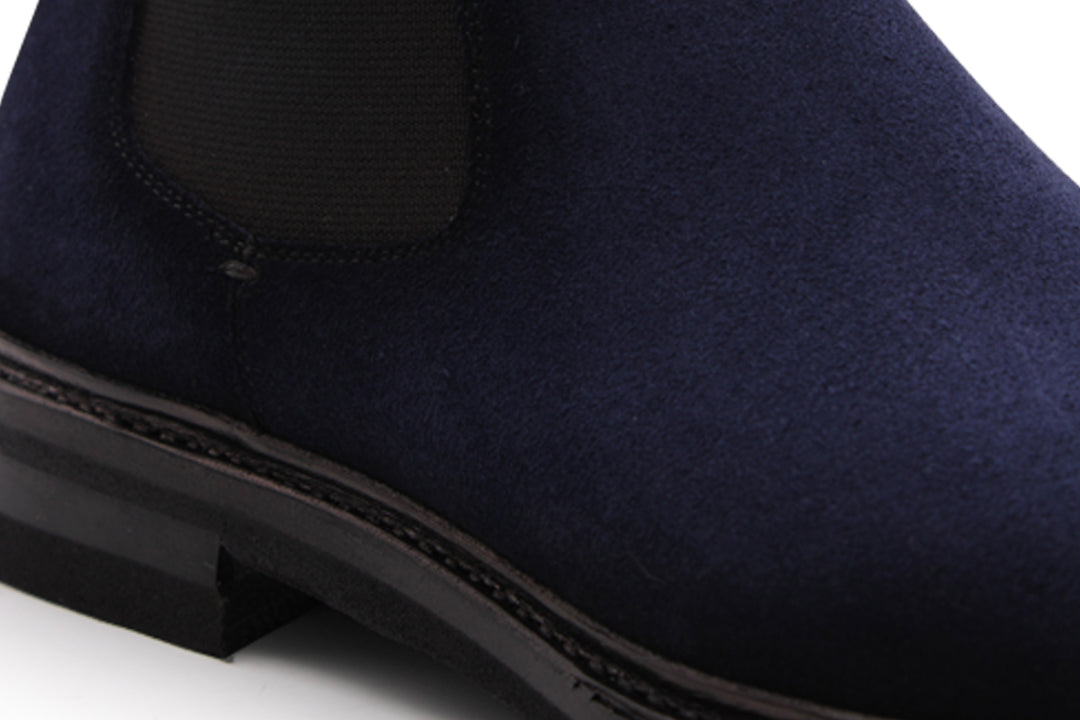 Suede ankle boot Blue with elastic