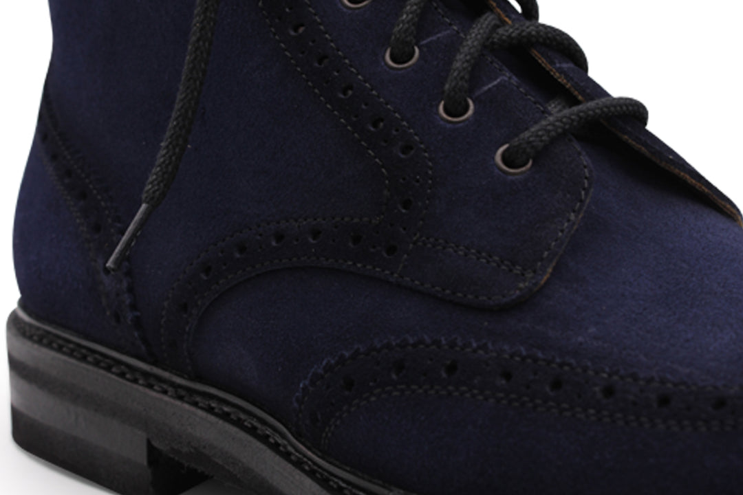 Botín de ante Azul con detalles brogue