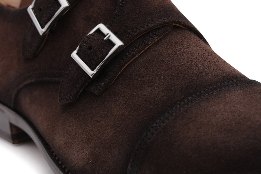 Doppia fibbia in suede sfumato e suola in gomma