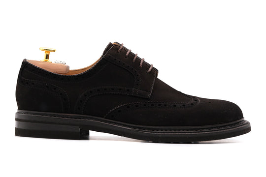 Derby in suede e suola in gomma