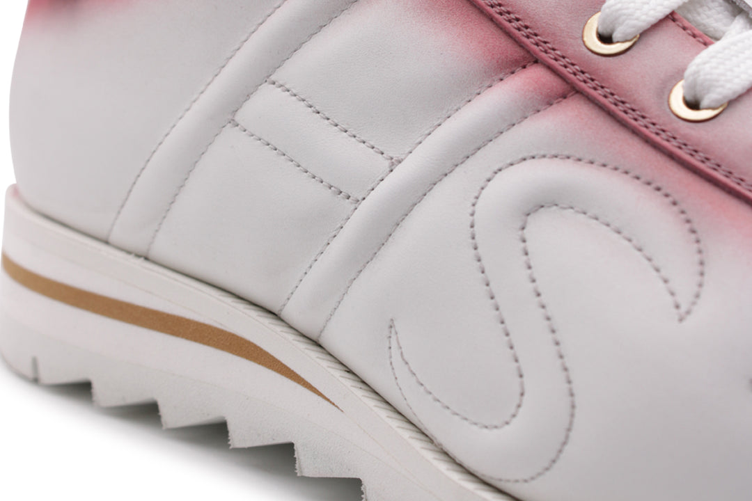 Sneaker in pelle e camoscio sfumato