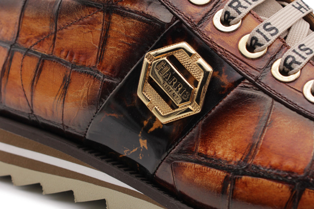 Sneakers con effetto coccodrillo