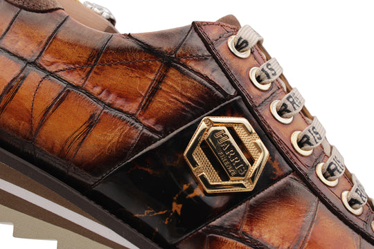 Sneakers con effetto coccodrillo