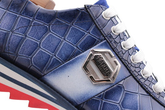 Sneakers con effetto coccodrillo