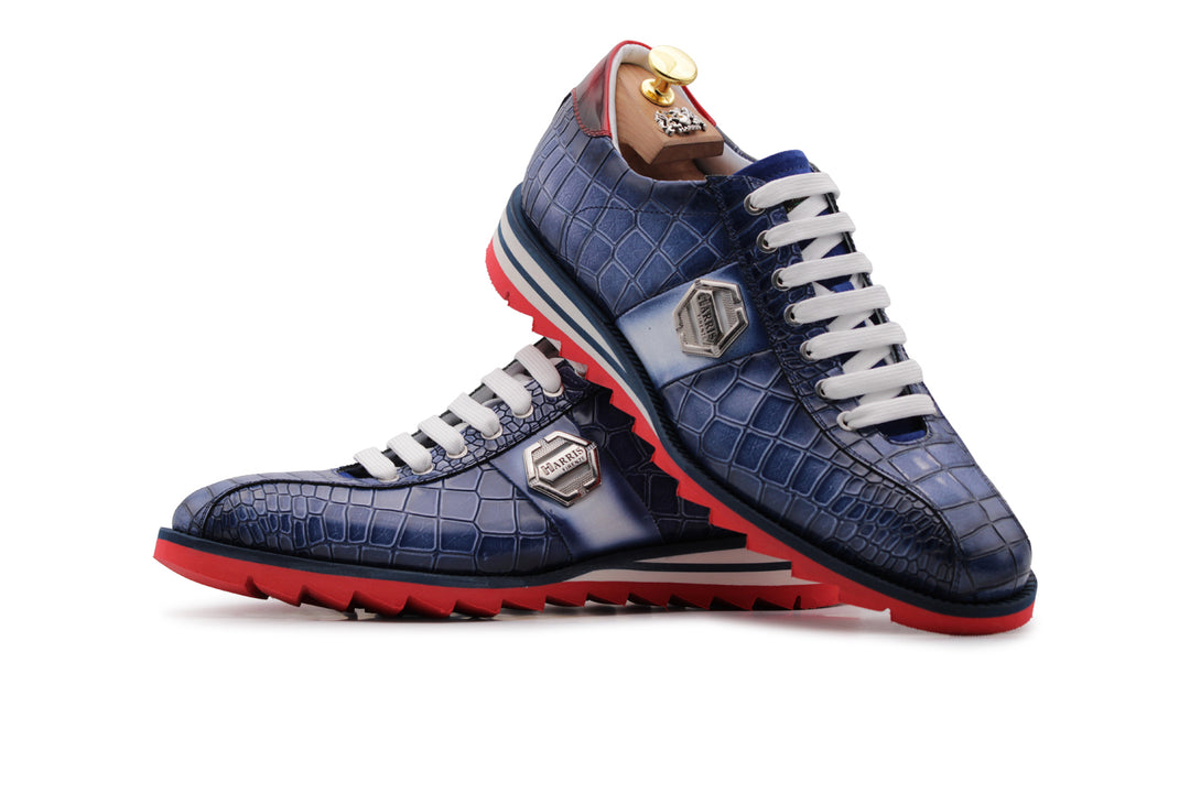 Sneakers con effetto coccodrillo