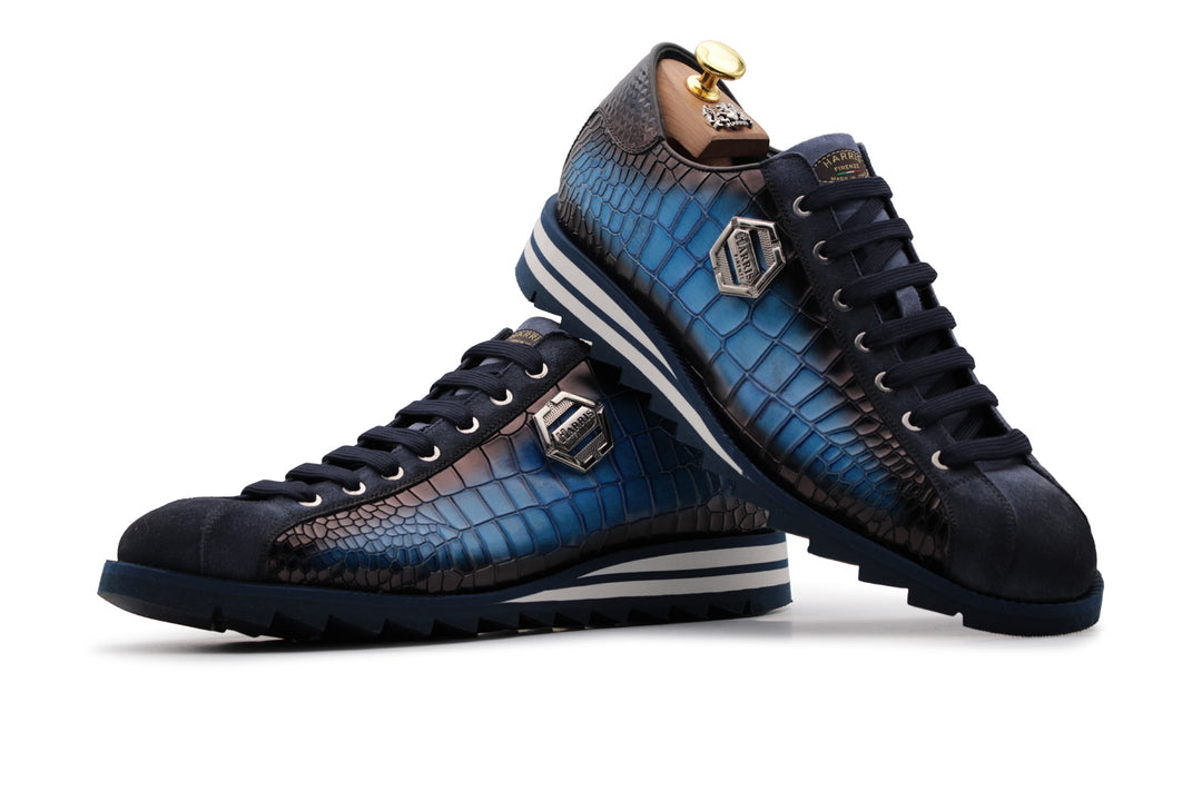 Baskets effet croco et daim