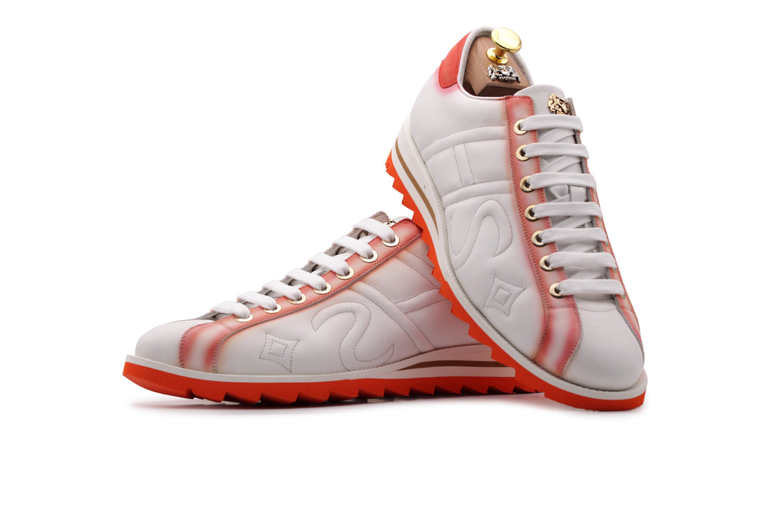Sneaker in pelle e camoscio sfumato